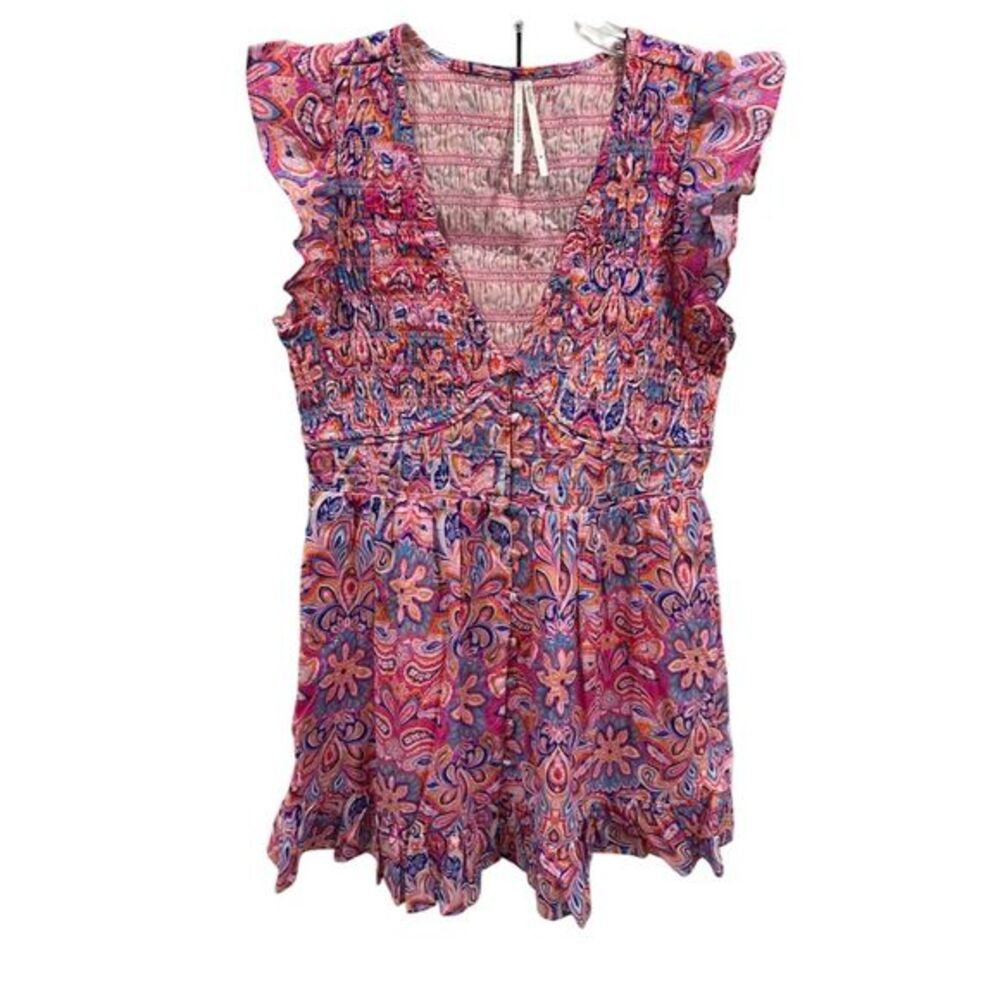 Anthropologie Pink and Purple Floral Mini Dress
